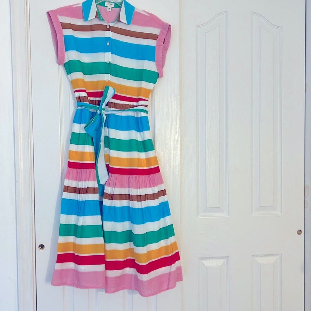 NWT J. Crew multi colored maxi collared shirt dress - size 0P